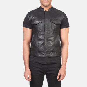 Atlas Moto Black Leather Vest