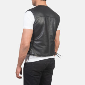 Brandon Black Leather Vest