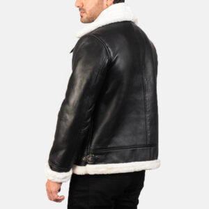 Francis B-3 Black & White Leather Bomber Jacket