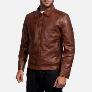 Inferno Brown Leather Jacket For Men