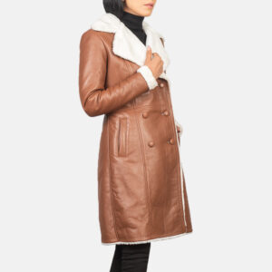 Amie Brown Double Breasted Shearling Coat