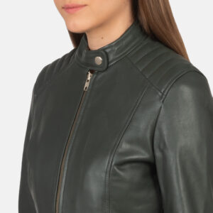 Kelsee Green Leather Biker Jacket