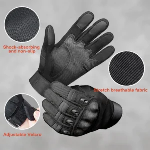 Shock Resistant Leather Biker Gloves